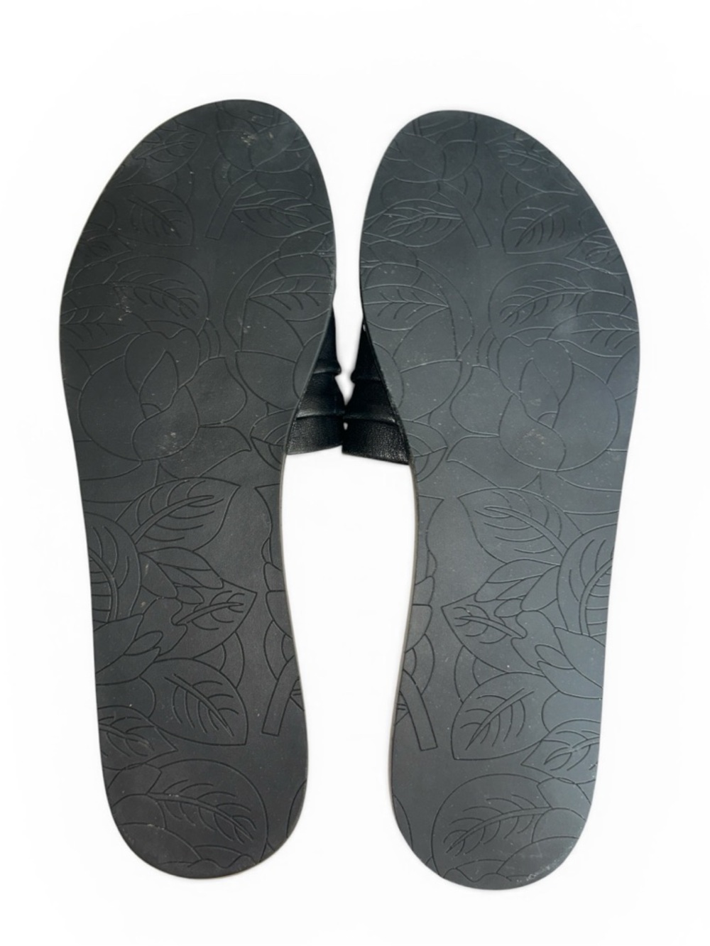 PAIGE Emilia Black Leather Slide Sandals with Ruched Strap Studded Detail Sz 10 - Picture 6 of 7